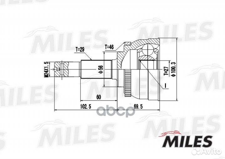 Шрус nissan maxima x-trail 94- нар.(abs) Miles