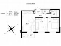 2-к. квартира, 56,5 м², 2/5 эт.