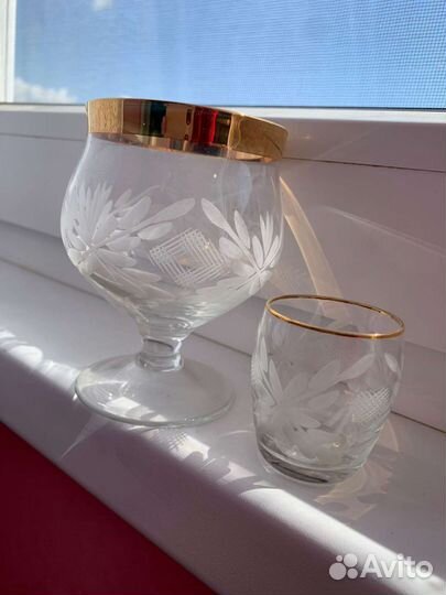 Винные бокалы на ножке с рюмками, набор 12 шт