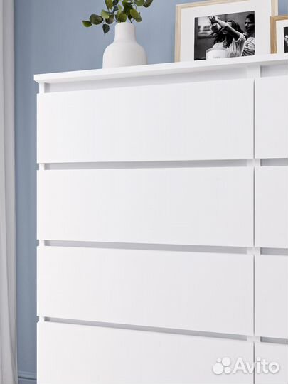 Комод 10 ящиков белый высокий