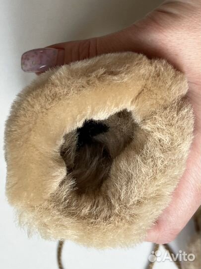 Варежки UGG коричневые кожаные с овечьей шерстью