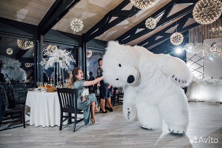 Большой белый медведь Ростовая кукла поздравление