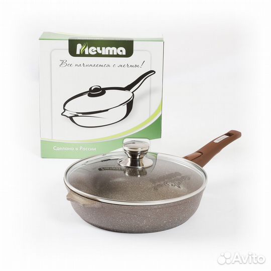 Сковорода Мечта гранит 28 см с крышкой