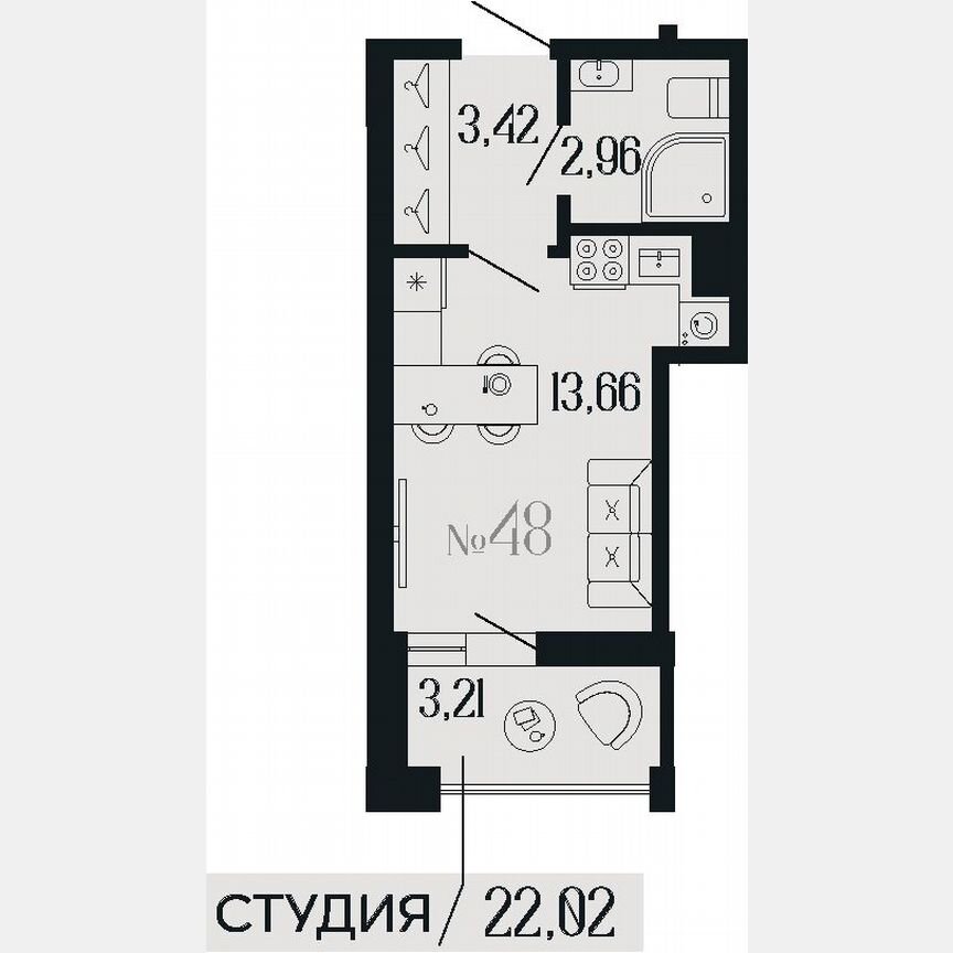 Квартира-студия, 22 м², 7/11 эт.