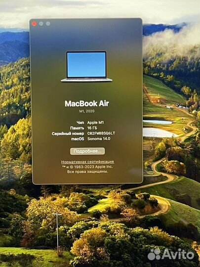 Macbook air 13 m1 2020 16гб 1 тб