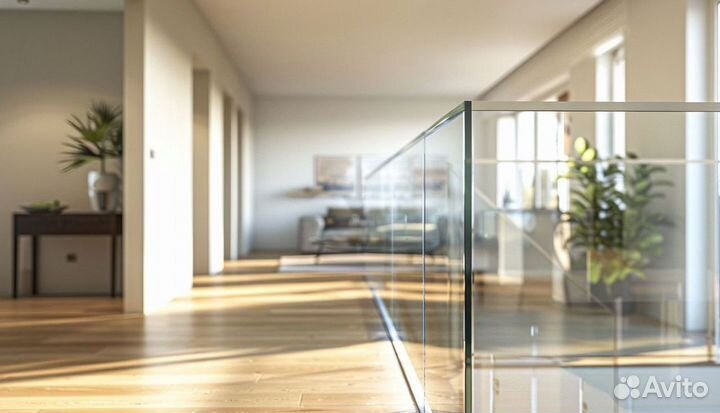 Ограждение лестницы из стекла