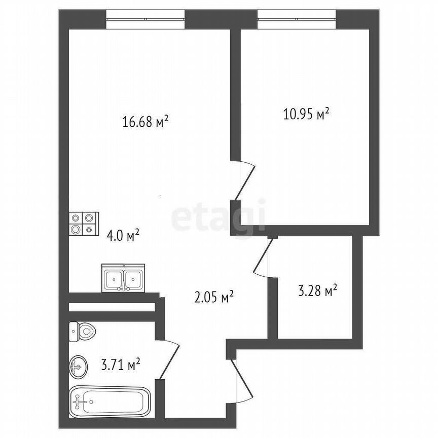 2-к. квартира, 40,7 м², 2/20 эт.
