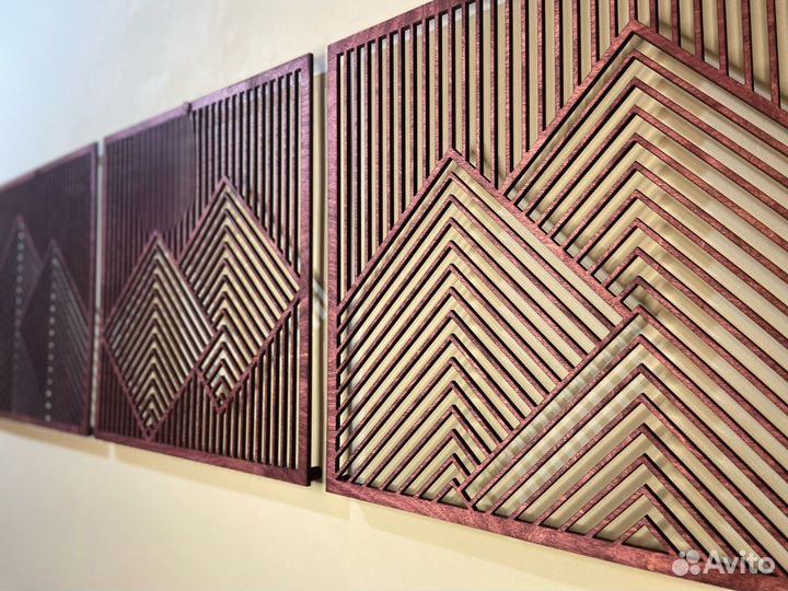 Настенное панно, панно триптих, панно из дерева