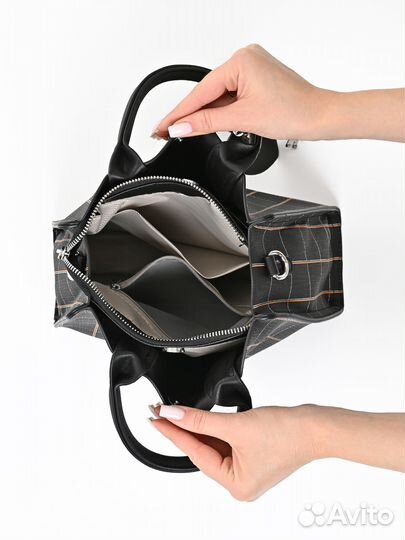 Женская сумка тоут в клетку