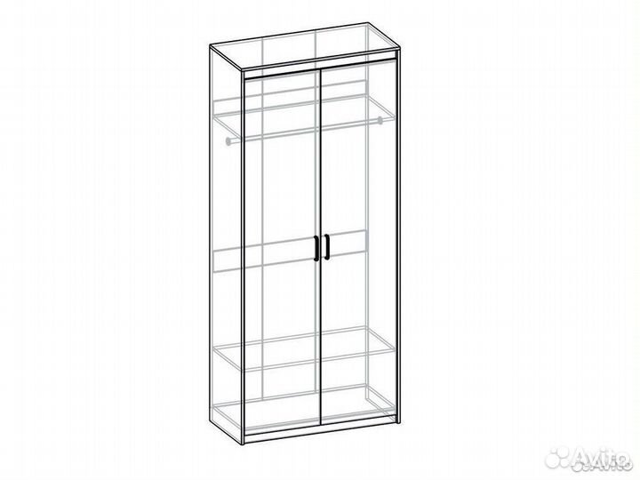 Шкаф 2х-створчатый Дуб Белый Крафт Прага