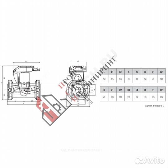 Насос evoplus B 40/250.40 M PN16 1х220-240В/50 Гц