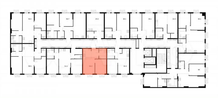 2-к. квартира, 34,3 м², 15/15 эт.