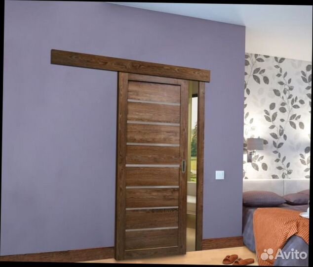 Двepь откатная глухая