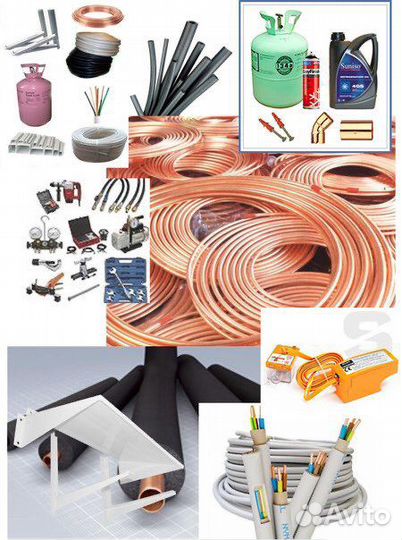 Медные трубы на отрез, готовый комплект монтажа