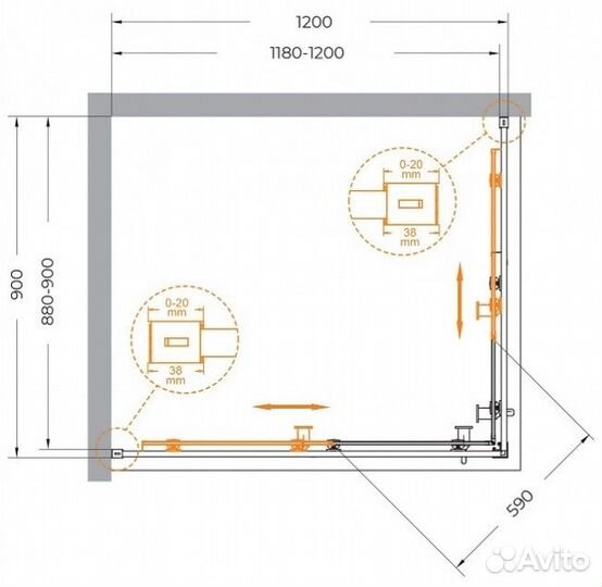 Душевой уголок Cezares relax-304-AH-2-120/90-C-CR