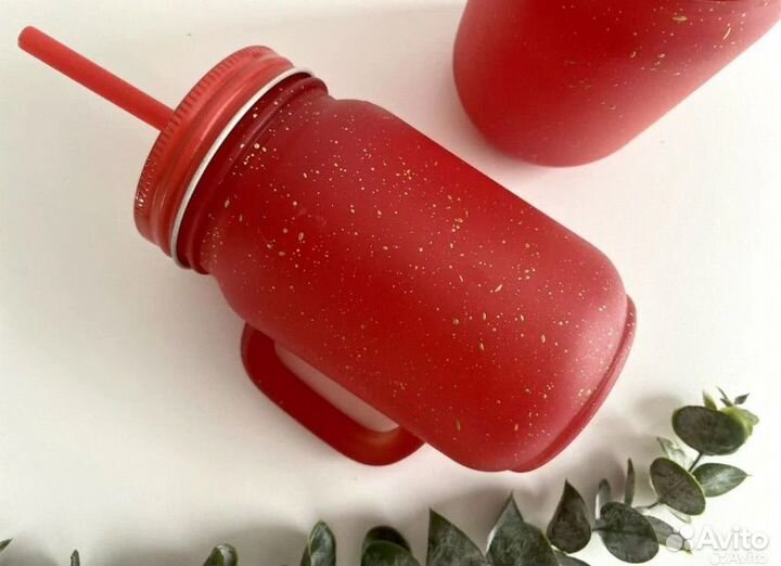 Кружка банка с крышкой новая