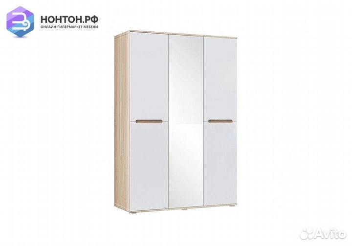 Шкаф 3-х створчатый Ким белый глянец / сонома
