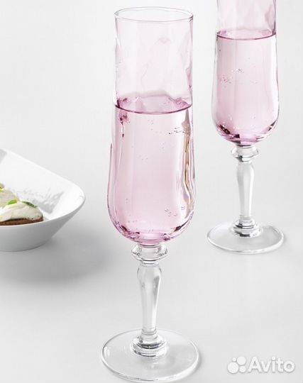 Фужеры розовые IKEA икеа 2 шт
