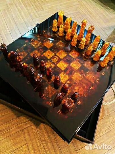 Шахматы из янтаря Гарри Поттер,янтарные шахматы