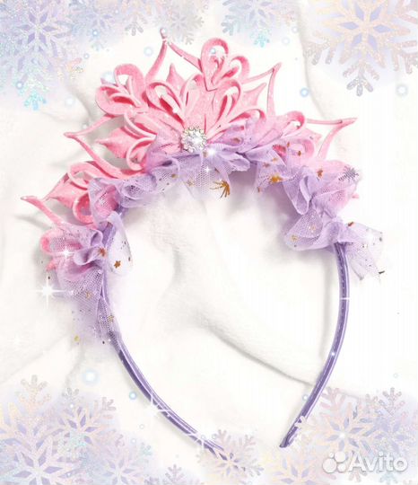Ободок для волос ручной работы снежинка