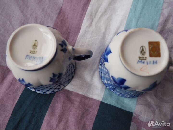 Кружки Гжель, ручная работа, 9 штук