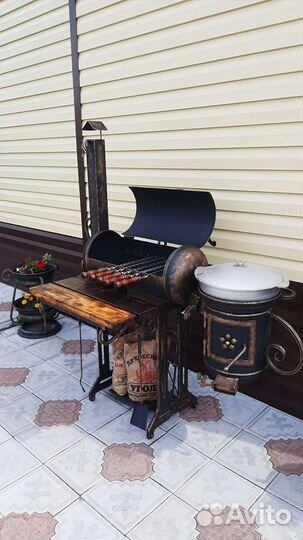 Мангал смокер с печью под казан
