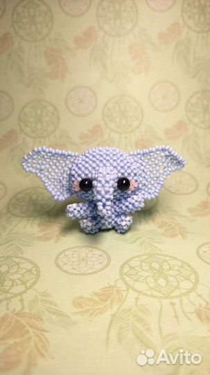 Амигуруми игрушка из бисера слоник