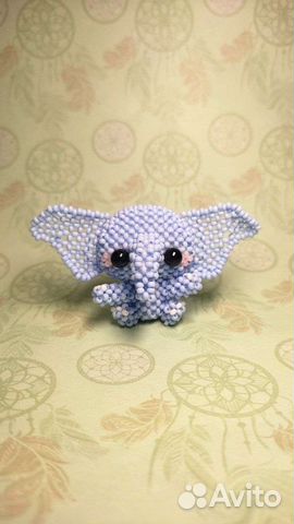 Амигуруми игрушка из бисера слоник