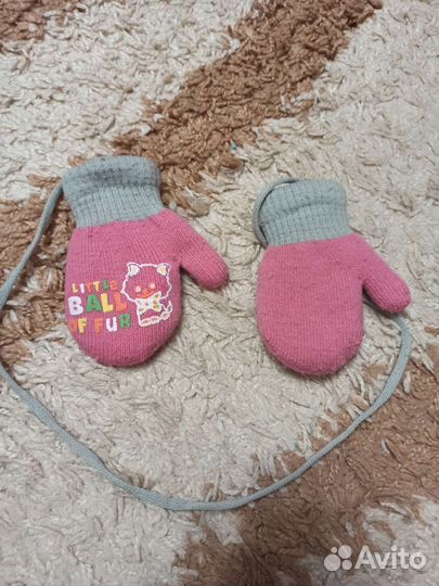 Варежки зимние детские на 1 год
