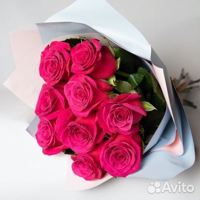Букет малиновых роз, Эквадор, 60см 35 шт