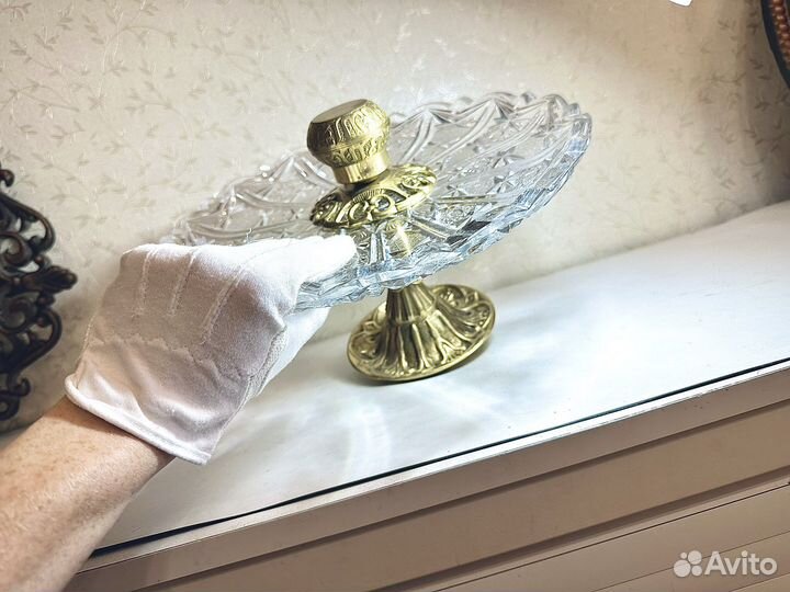 Ваза для фруктов на ножке хрусталь