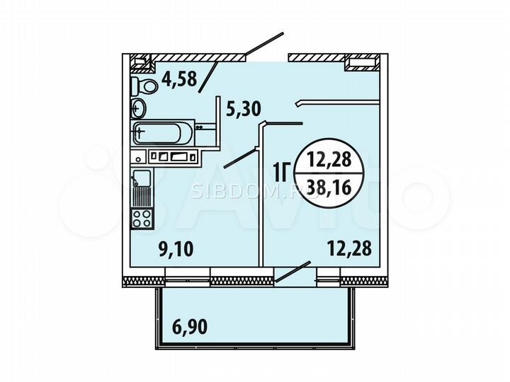 1-к. квартира, 38 м², 2/9 эт.