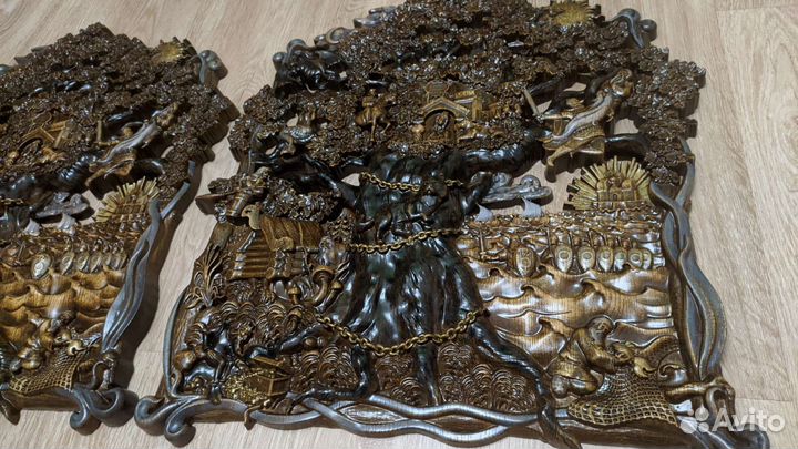 Резное панно из дерева 