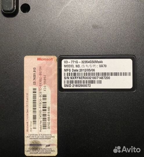 Ноутбук Acer Aspire V3-771G 8/500 gb