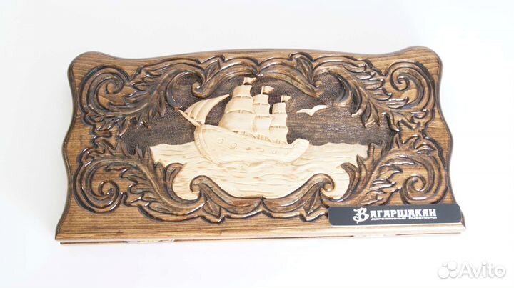 Нарды с Кораблём ручная работа