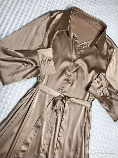 Платье атлас на поясе 42-44 в 3 цветах