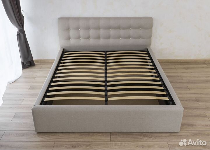 Кровать 140х200 с подъемным механизмом бежевая