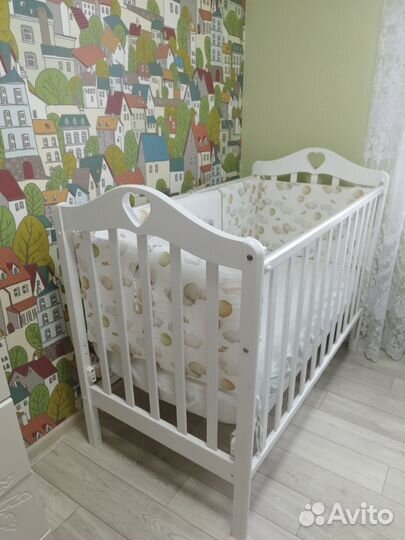 Детская кровать+ортопедический матрас+бортики+ чех