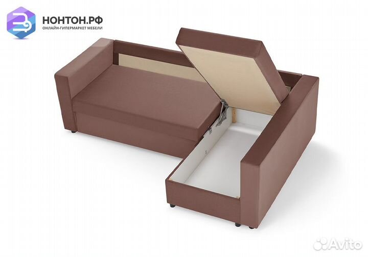 Диван угловой дельфин Мансберг лайт шоколадный