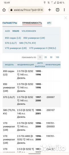 Масляный фильтр Audi 100 дизель