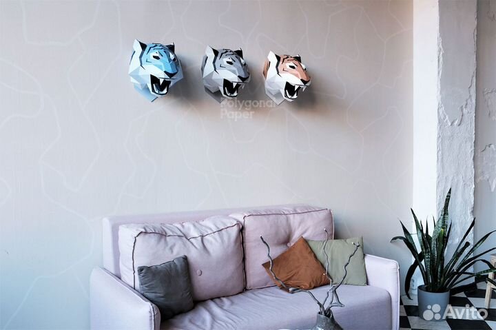 Бумажный 3D-конструктор - объемная голова тигра