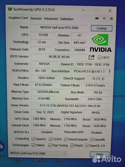 Видеокарта Palit rtx 2060 6gb