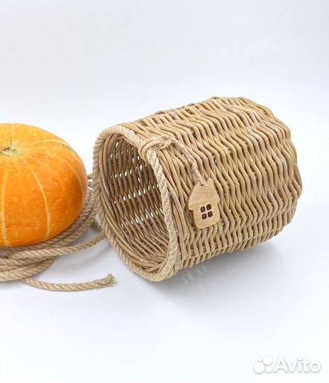 Корзина Кашпо плетеная из бумажной лозы