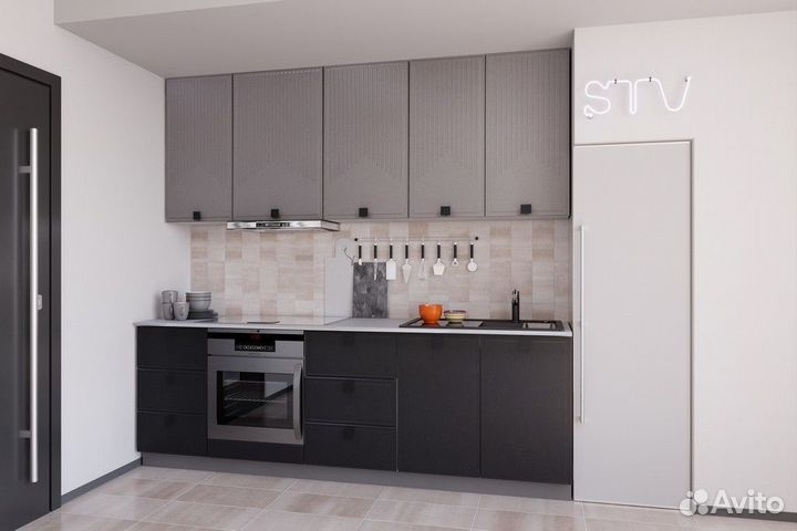 Кухня Эмаль Антрацит/платина модульная 2,20