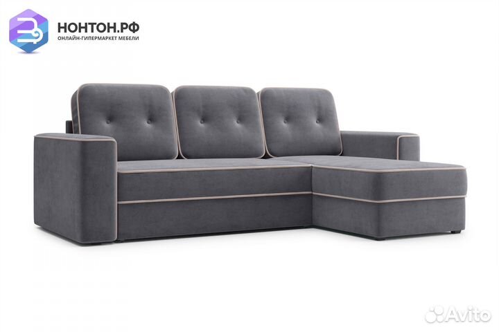 Диван угловой дельфин Берген темно-серый