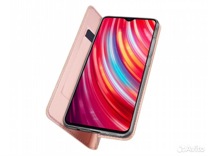 Книжка бархатная Розовая Note 8 Pro