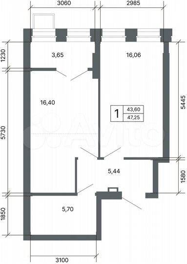 1-к. квартира, 47,3 м², 5/27 эт.