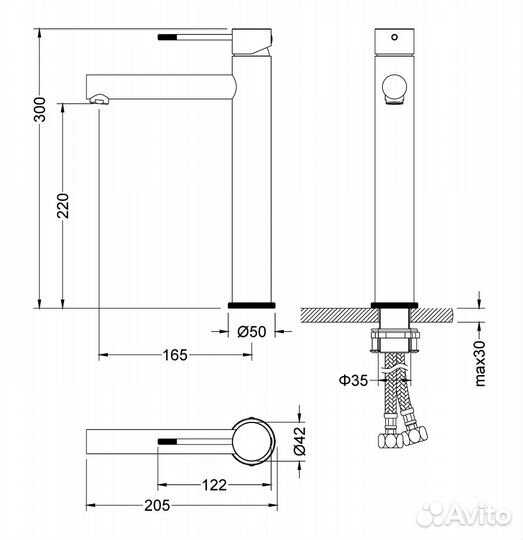 Смеситель для раковины-чаши Saona 2311/16F Белый м