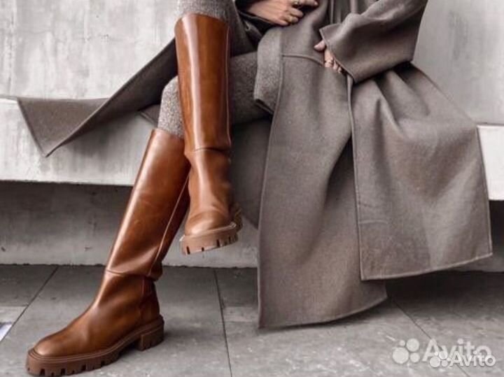 Сапоги zara кожа