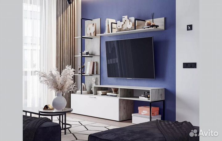 Стенка Элирия Софт вайт/Дуб крафт белый